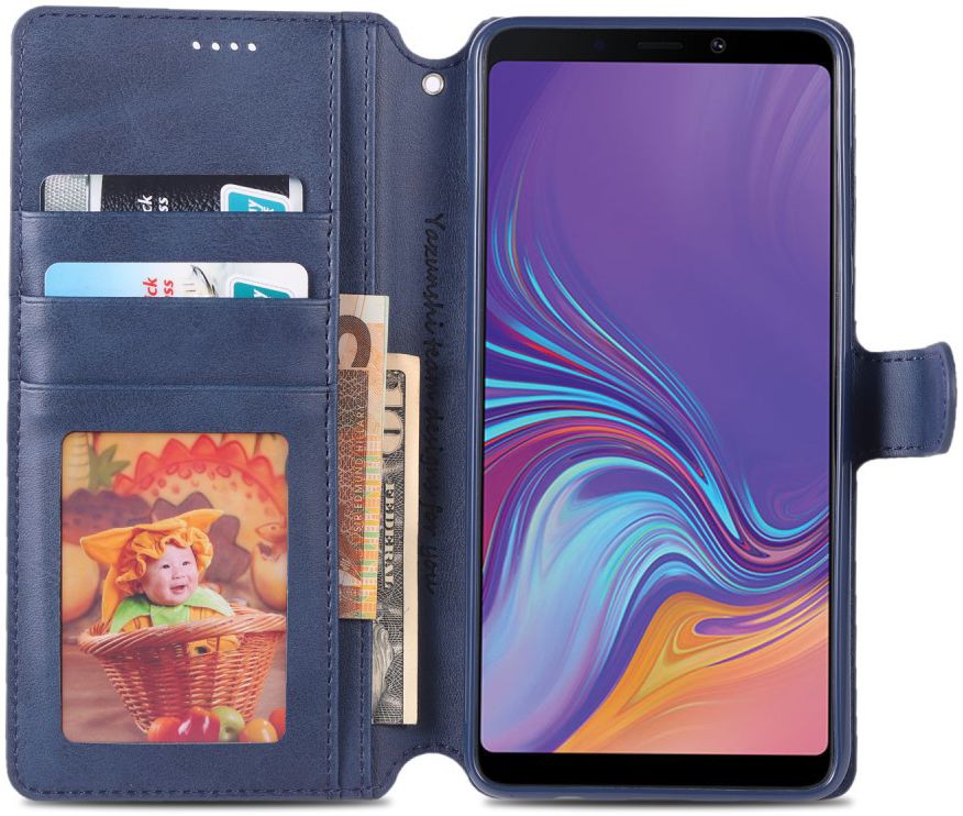 Samsung Galaxy A9 (2018) Stijlvol Portemonnee Hoesje Blauw afbeelding 3