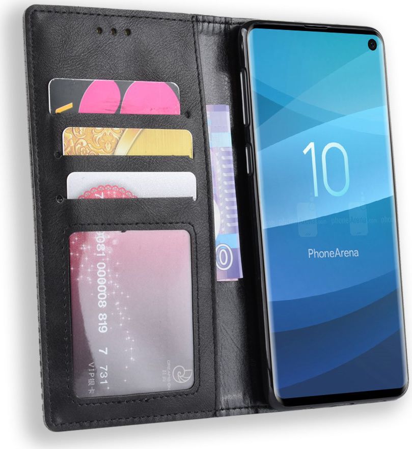 Samsung Galaxy S10 Vintage Portemonnee Hoesje Zwart afbeelding 1
