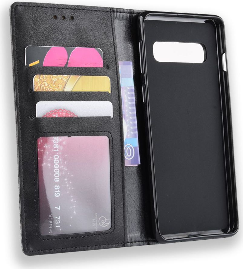 Samsung Galaxy S10 Vintage Portemonnee Hoesje Zwart afbeelding 5