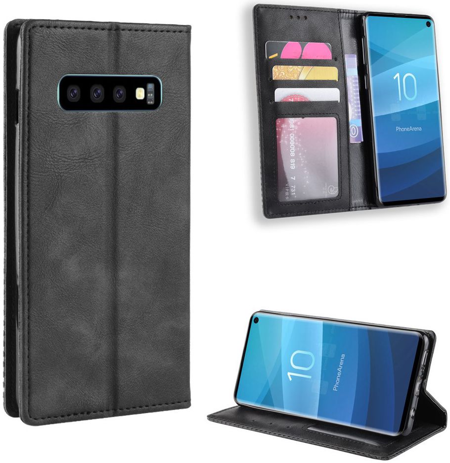 Samsung Galaxy S10 Vintage Portemonnee Hoesje Zwart afbeelding 7
