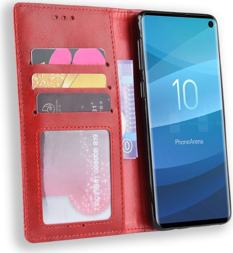 Samsung Galaxy S10 Vintage Portemonnee Hoesje Rood afbeelding 1