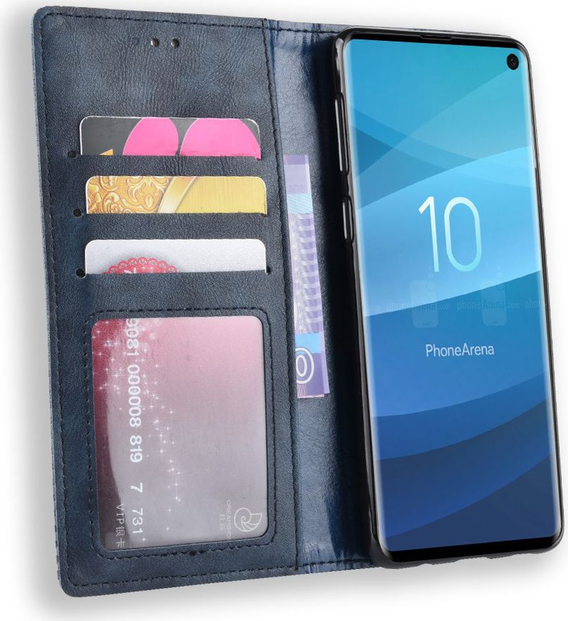 Samsung Galaxy S10 Vintage Portemonnee Hoesje Blauw afbeelding 1