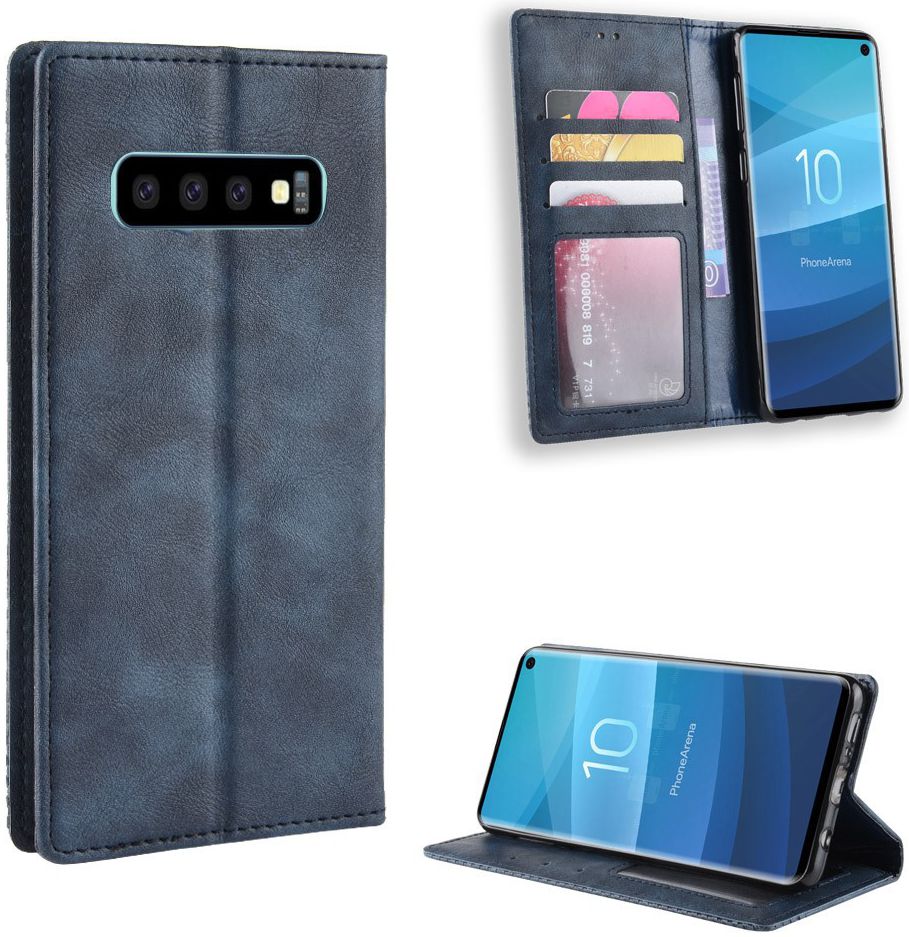 Samsung Galaxy S10 Vintage Portemonnee Hoesje Blauw afbeelding 7