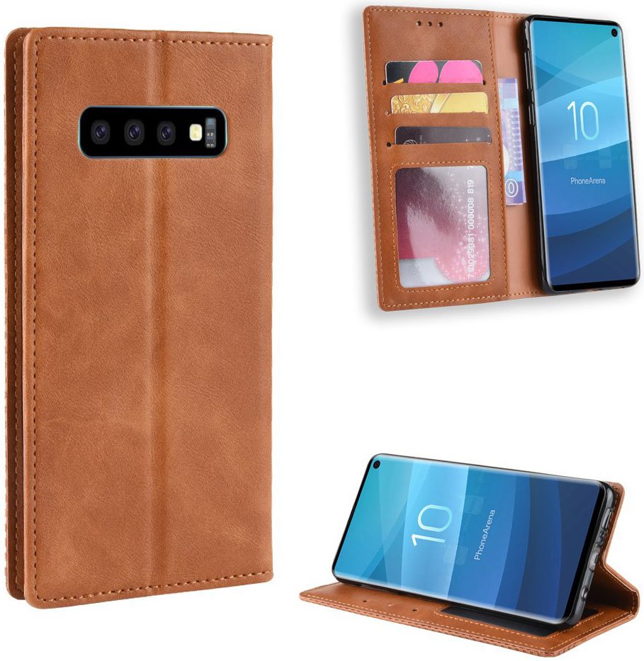 Samsung Galaxy S10 Vintage Portemonnee Hoesje Bruin afbeelding 7