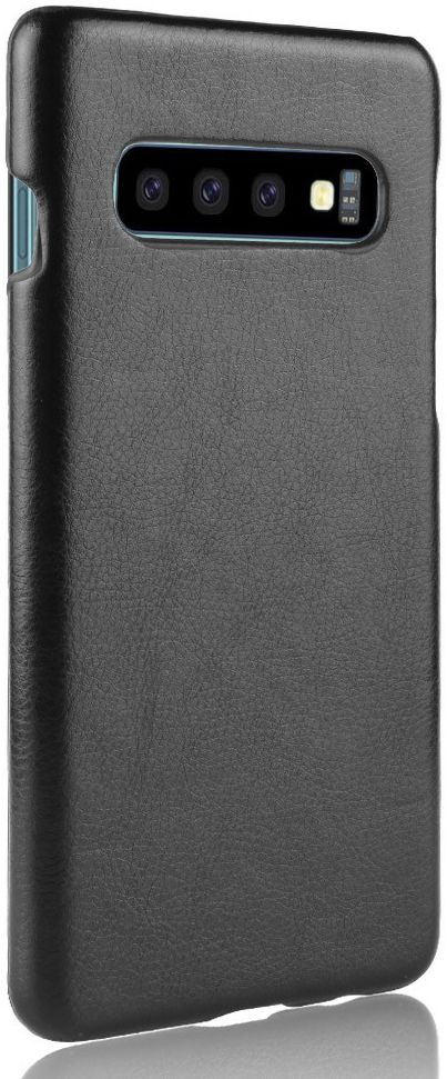 Samsung Galaxy S10 Hoesje met Kunstleer Coating Zwart afbeelding 1
