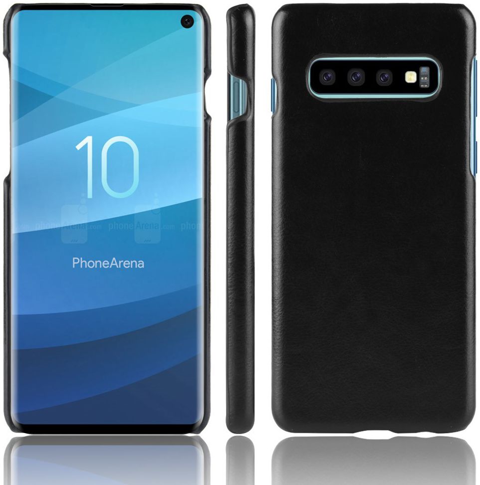 Samsung Galaxy S10 Hoesje met Kunstleer Coating Zwart afbeelding 4