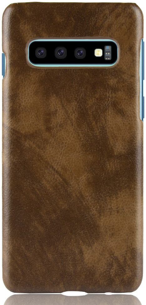 Samsung Galaxy S10 Hoesje met Kunstleer Coating Bruin afbeelding 2