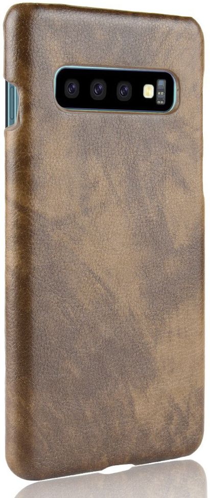 Samsung Galaxy S10 Hoesje met Kunstleer Coating Bruin afbeelding 1