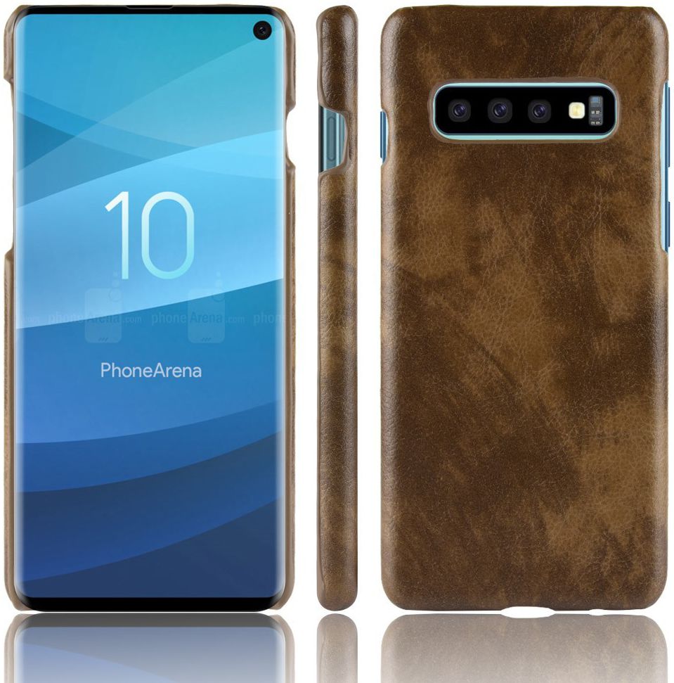 Samsung Galaxy S10 Hoesje met Kunstleer Coating Bruin afbeelding 4