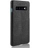 Samsung Galaxy S10 Kunstleren Hoesje met Krokodil Textuur Zwart