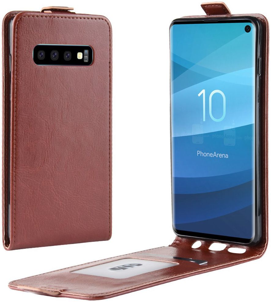 Samsung Galaxy S10 Flip Hoesje Verticaal Bruin afbeelding 1