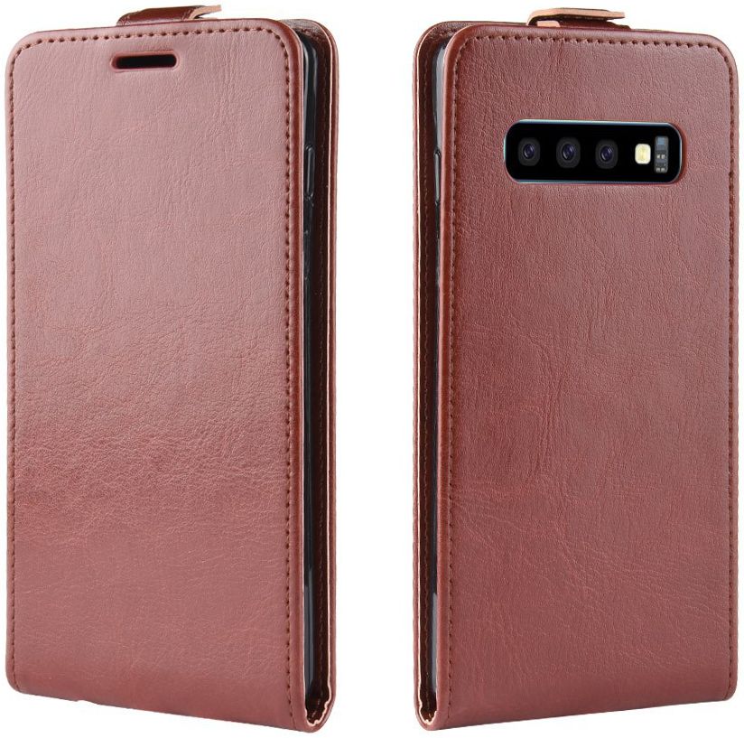 Samsung Galaxy S10 Flip Hoesje Verticaal Bruin afbeelding 2