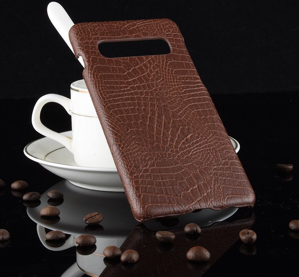 Samsung Galaxy S10 Plus Hoesje met Krokodil Textuur Bruin afbeelding 3