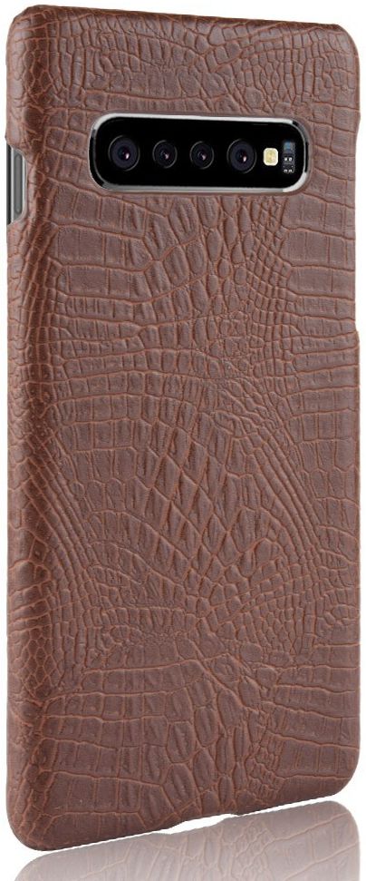 Samsung Galaxy S10 Plus Hoesje met Krokodil Textuur Bruin afbeelding 4