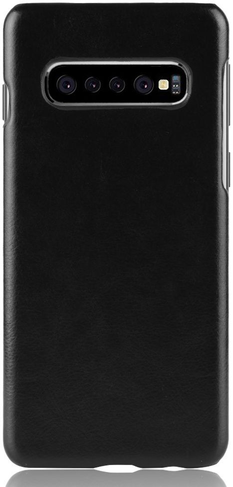 Samsung Galaxy S10 Plus Hoesje met Kunstleer Coating Zwart afbeelding 1