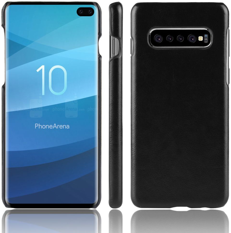 Samsung Galaxy S10 Plus Hoesje met Kunstleer Coating Zwart afbeelding 2