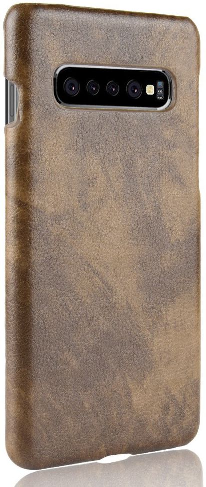 Samsung Galaxy S10 Plus Hoesje met Kunstleer Coating Bruin afbeelding 3