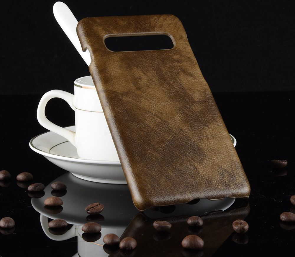 Samsung Galaxy S10 Plus Hoesje met Kunstleer Coating Bruin afbeelding 5