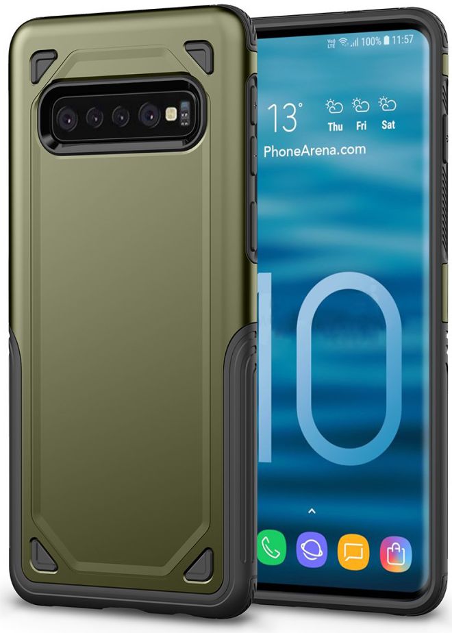 Samsung Galaxy S10 Stijlvol Hybride Hoesje Groen afbeelding 1