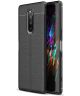 Sony Xperia 1 Hoesje TPU Met Leren Textuur Zwart