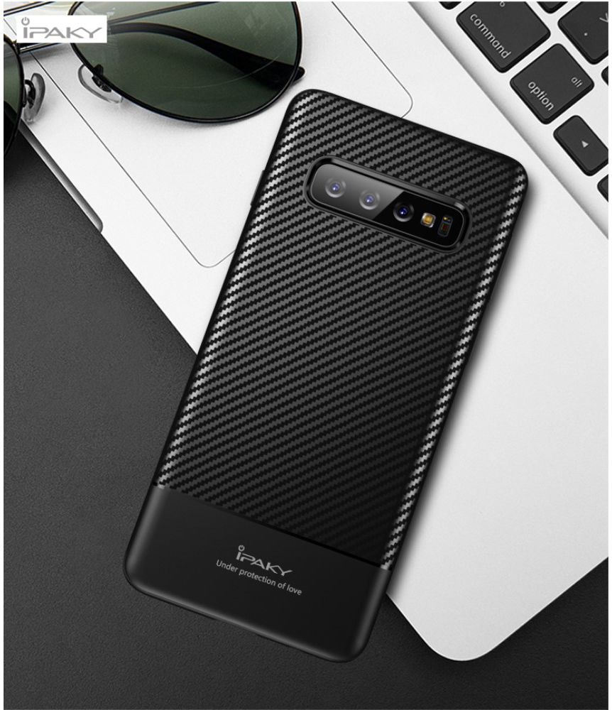 Samsung Galaxy S10 Carbon TPU Hoesje Zwart afbeelding 2