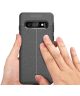 Samsung Galaxy S10 TPU Hoesje met Leren Textuur Zwart