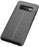 Samsung Galaxy S10 TPU Hoesje met Leren Textuur Zwart