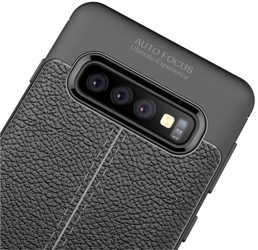 Samsung Galaxy S10 TPU Hoesje met Leren Textuur Zwart afbeelding 10