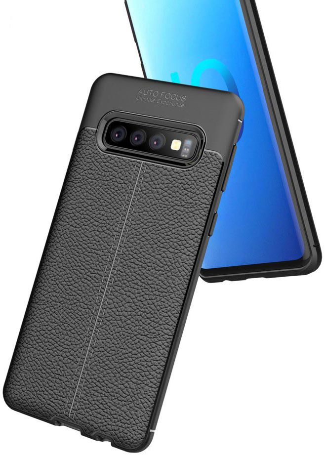 Samsung Galaxy S10 TPU Hoesje met Leren Textuur Zwart afbeelding 11