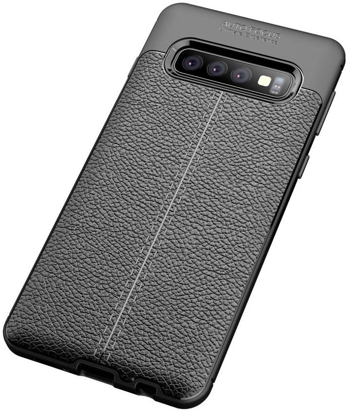 Samsung Galaxy S10 TPU Hoesje met Leren Textuur Zwart afbeelding 6