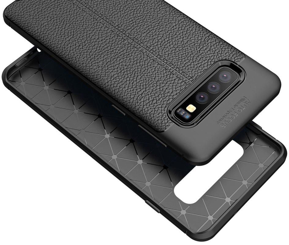 Samsung Galaxy S10 TPU Hoesje met Leren Textuur Zwart afbeelding 7
