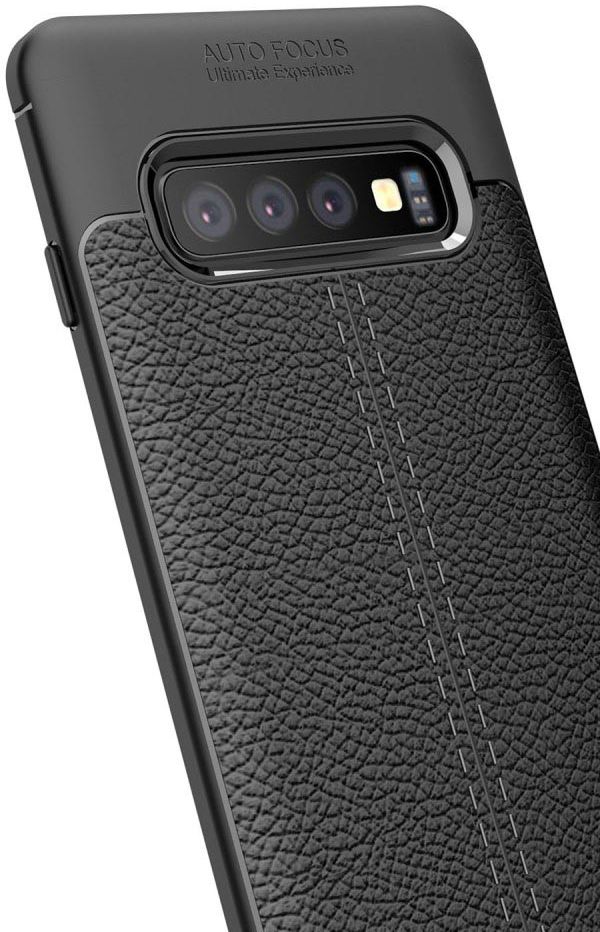Samsung Galaxy S10 TPU Hoesje met Leren Textuur Zwart afbeelding 8