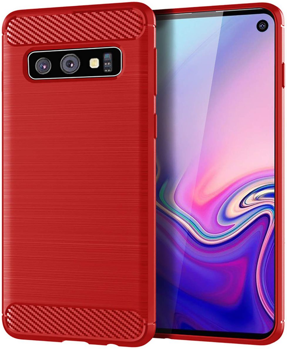 Samsung Galaxy S10E Geborsteld TPU Hoesje Rood afbeelding 12
