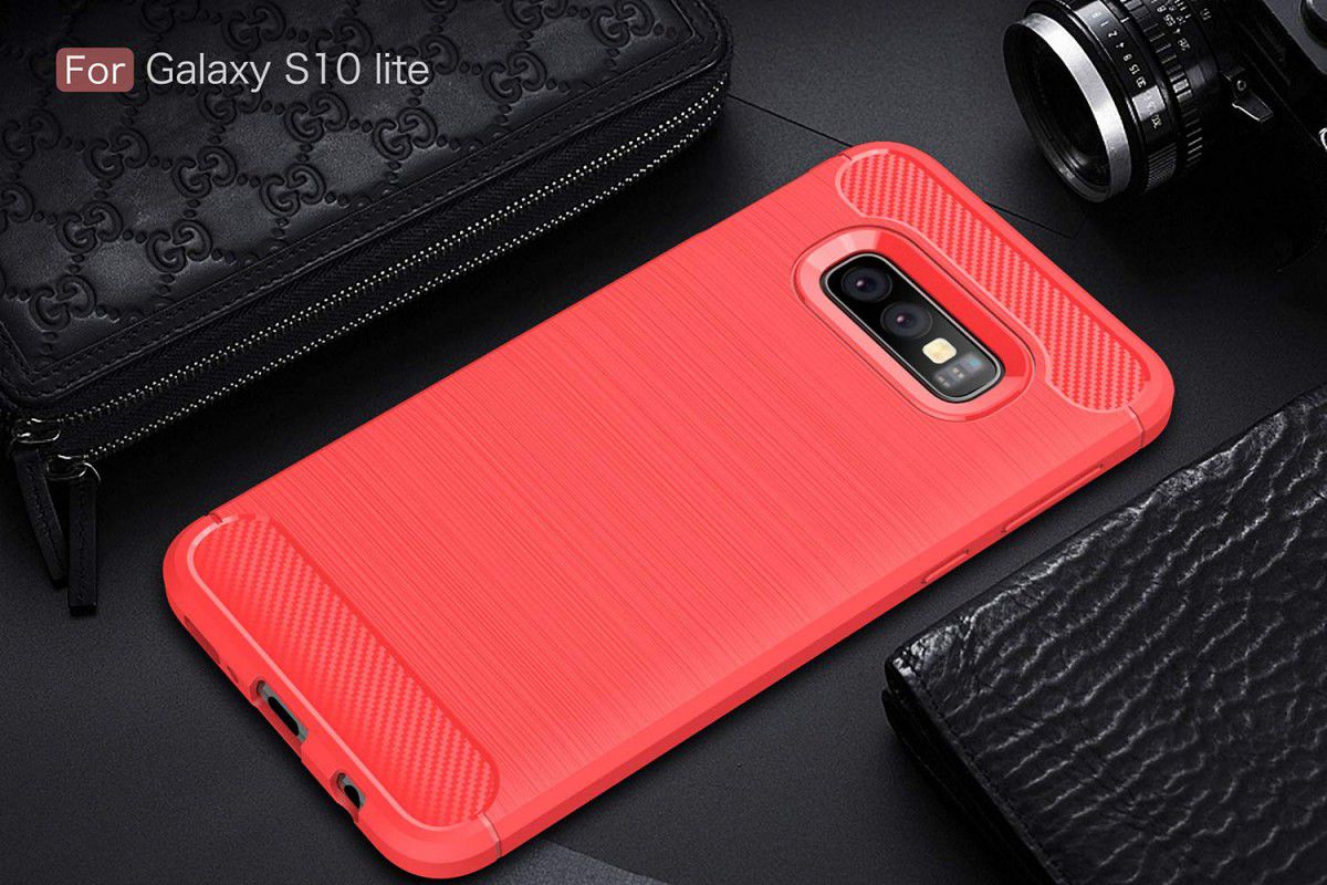 Samsung Galaxy S10E Geborsteld TPU Hoesje Rood afbeelding 13
