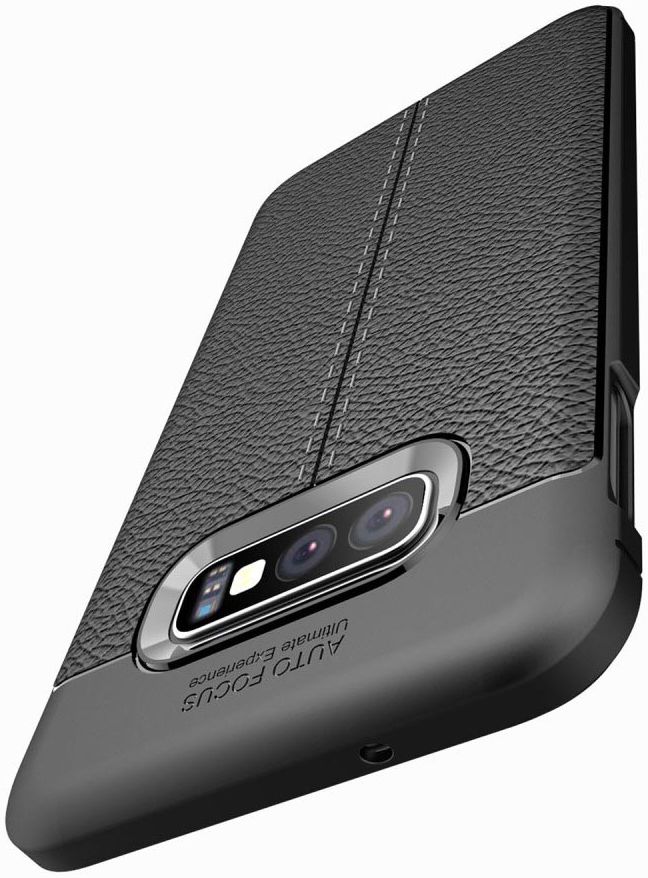 Samsung Galaxy S10E TPU Hoesje met Leren Textuur Coating Blauw afbeelding 11