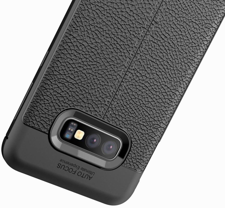 Samsung Galaxy S10E TPU Hoesje met Leren Textuur Coating Blauw afbeelding 12
