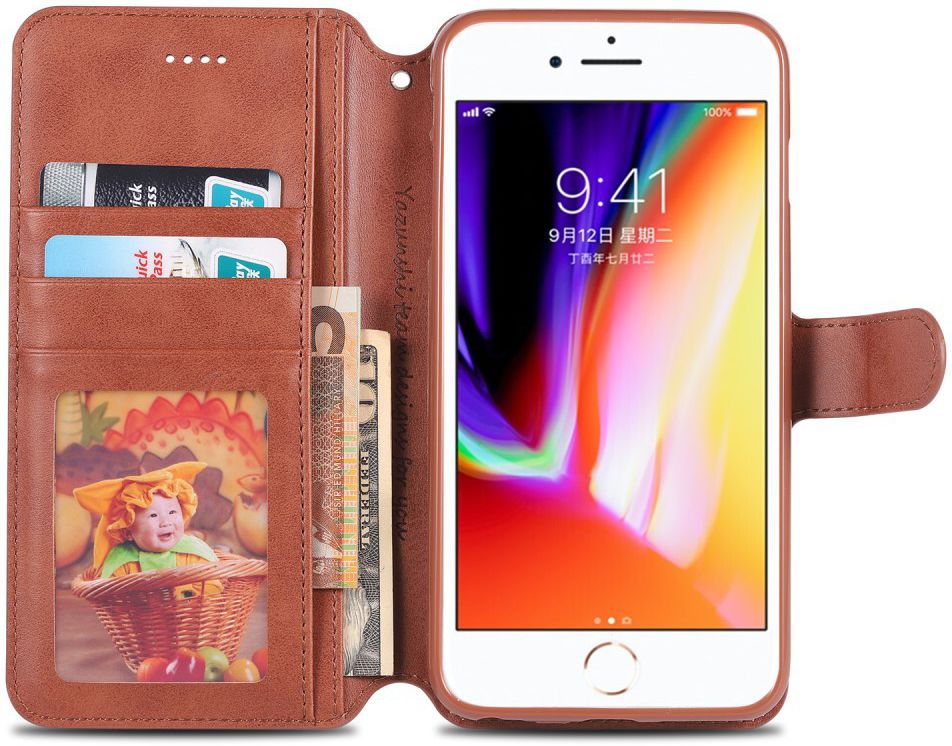 Apple iPhone 6S Portemonnee Hoesje Bruin afbeelding 2