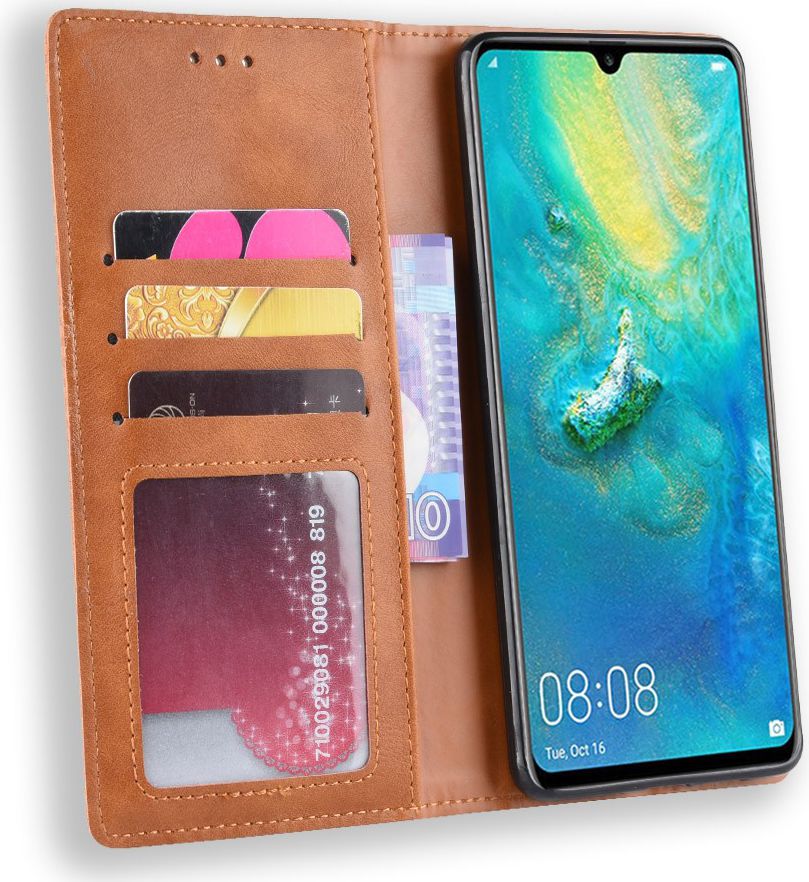 Huawei P30 Pro Vintage Portemonnee Hoesje Bruin afbeelding 1