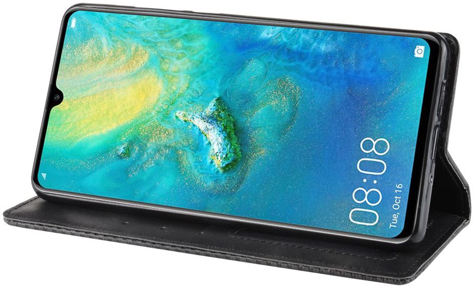 Huawei P30 Pro Vintage Portemonnee Hoesje Zwart afbeelding 4