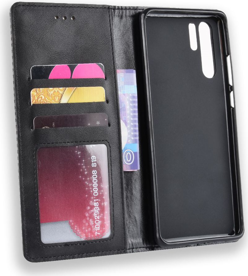Huawei P30 Pro Vintage Portemonnee Hoesje Zwart afbeelding 5