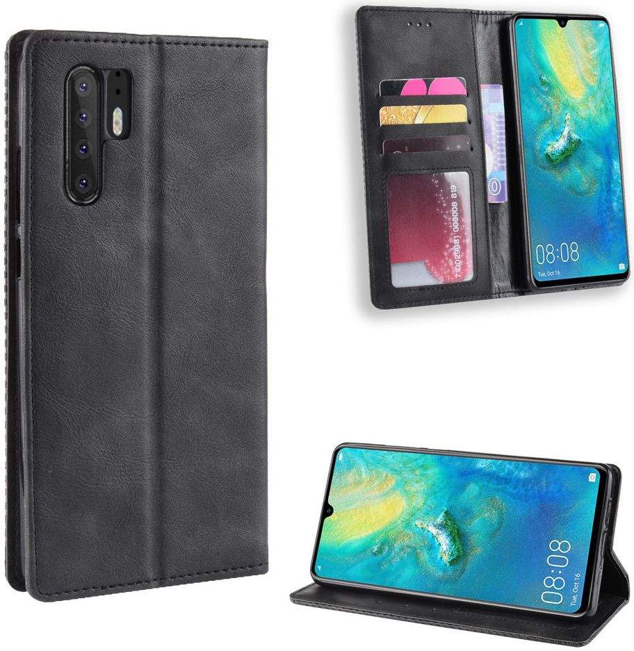 Huawei P30 Pro Vintage Portemonnee Hoesje Zwart afbeelding 7