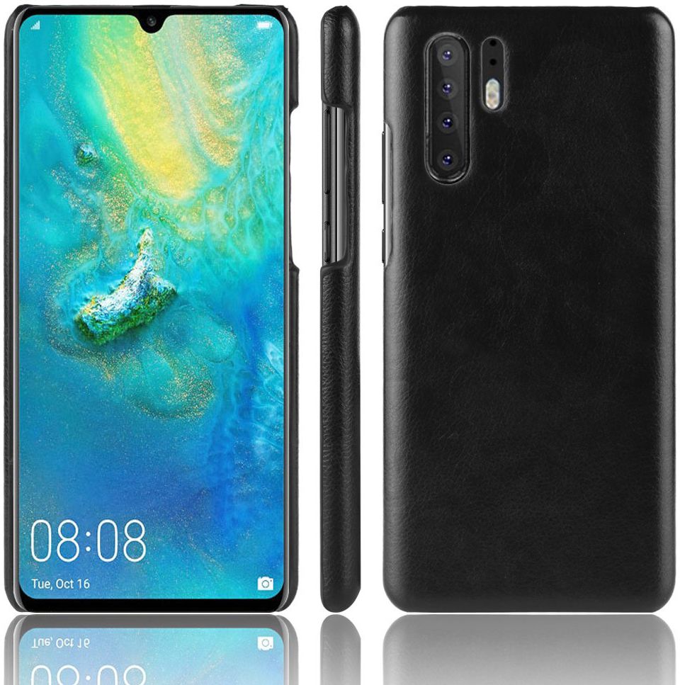 Huawei P30 Pro Hoesje met Kunstleren Coating Zwart afbeelding 3