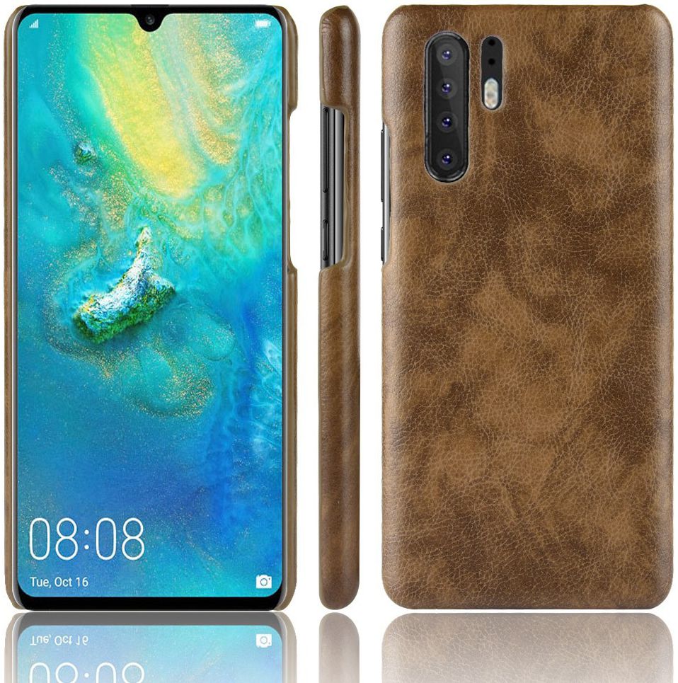 Huawei P30 Pro Hoesje met Kunstleren Coating Bruin afbeelding 3