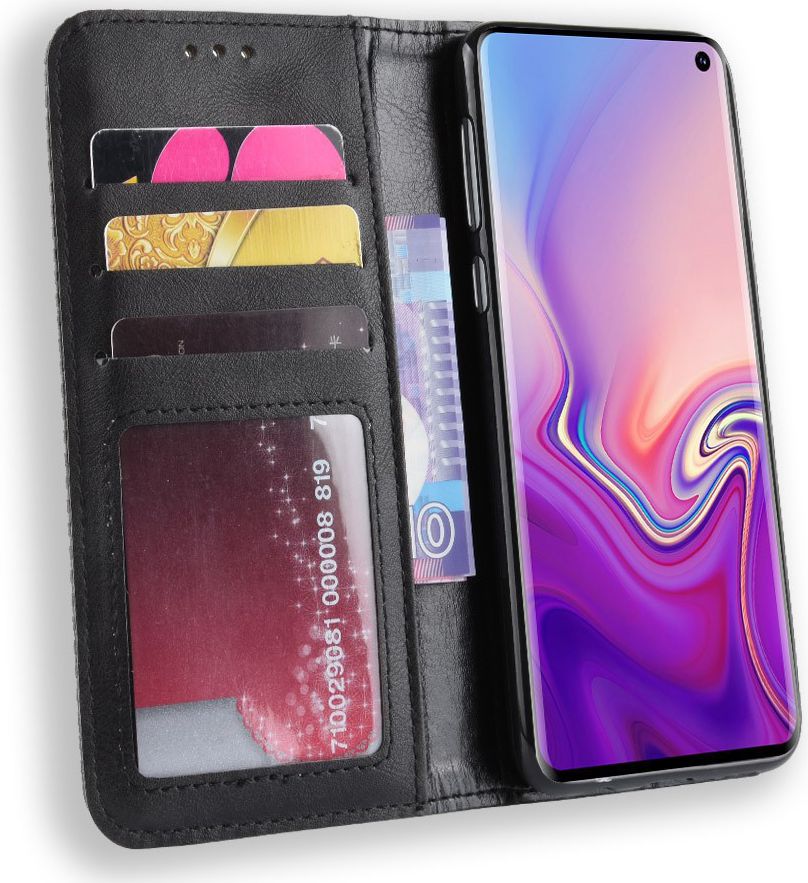 Samsung Galaxy S10E Vintage Portemonnee Hoesje Zwart afbeelding 1