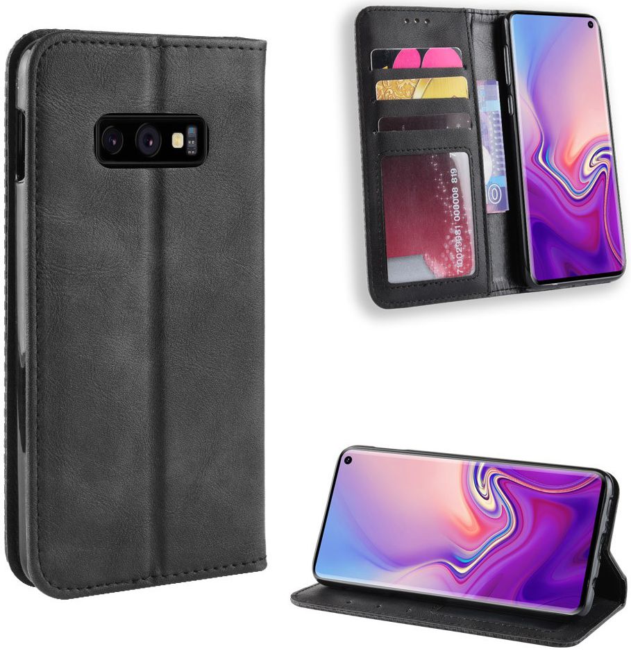 Samsung Galaxy S10E Vintage Portemonnee Hoesje Zwart afbeelding 7