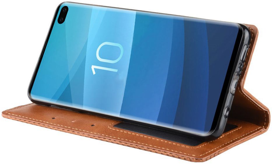 Samsung Galaxy S10 Plus Vintage Portemonnee Hoesje Bruin afbeelding 4