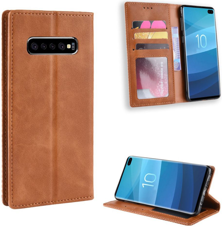 Samsung Galaxy S10 Plus Vintage Portemonnee Hoesje Bruin afbeelding 7