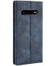 Samsung Galaxy S10 Plus Vintage Portemonnee Hoesje Blauw