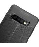 Samsung Galaxy S10 Plus Hoesje met Leren Textuur Zwart