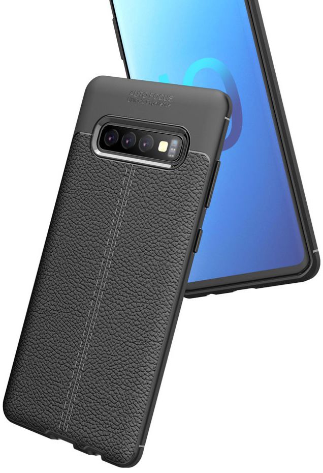 Samsung Galaxy S10 Plus Hoesje met Leren Textuur Zwart afbeelding 10